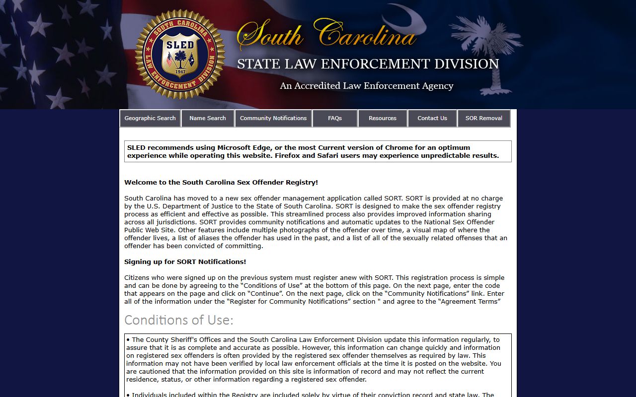 Dillon County arrest records sex offender registry source