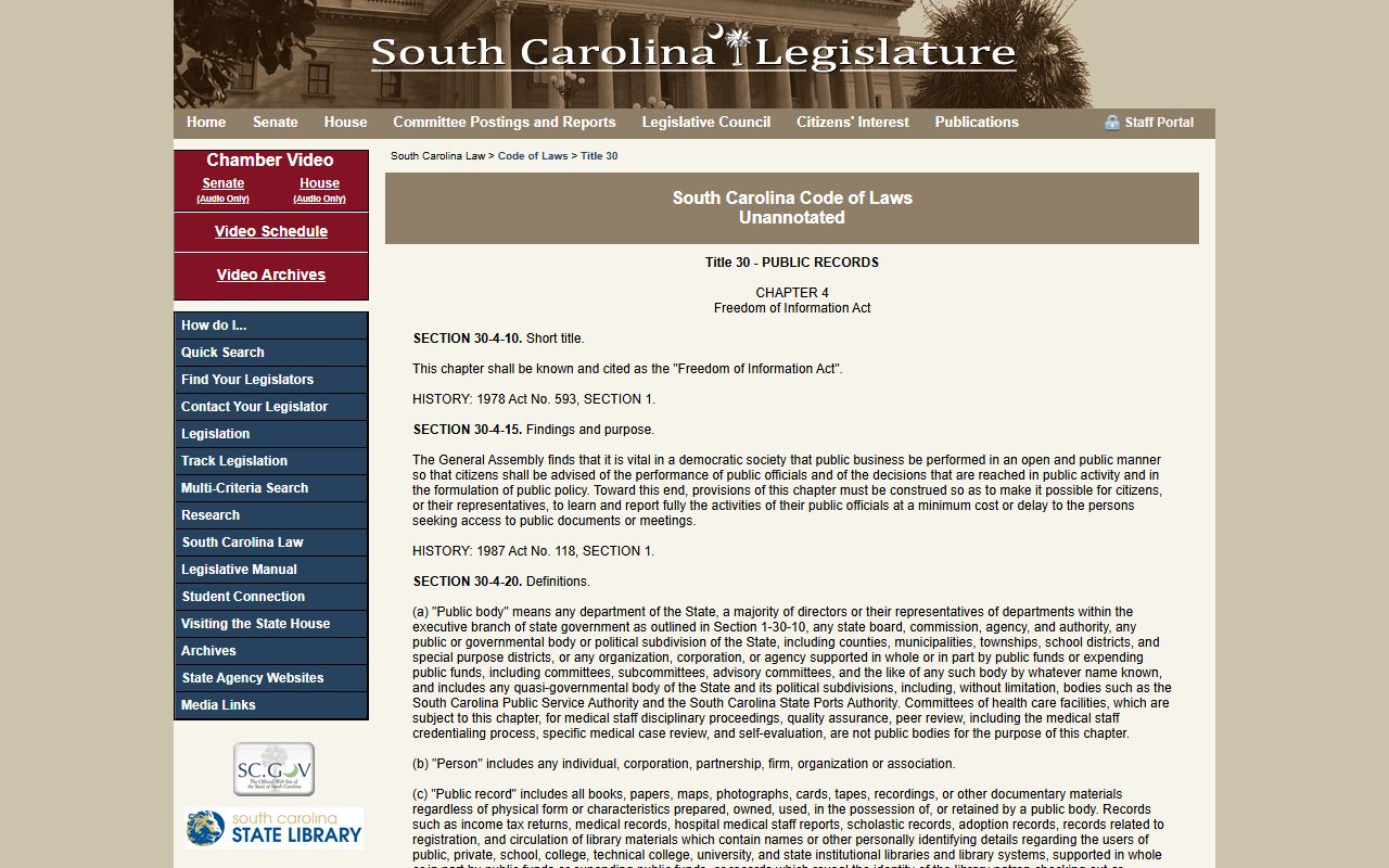 Dillon County Circuit Court records South Carolina FOIA