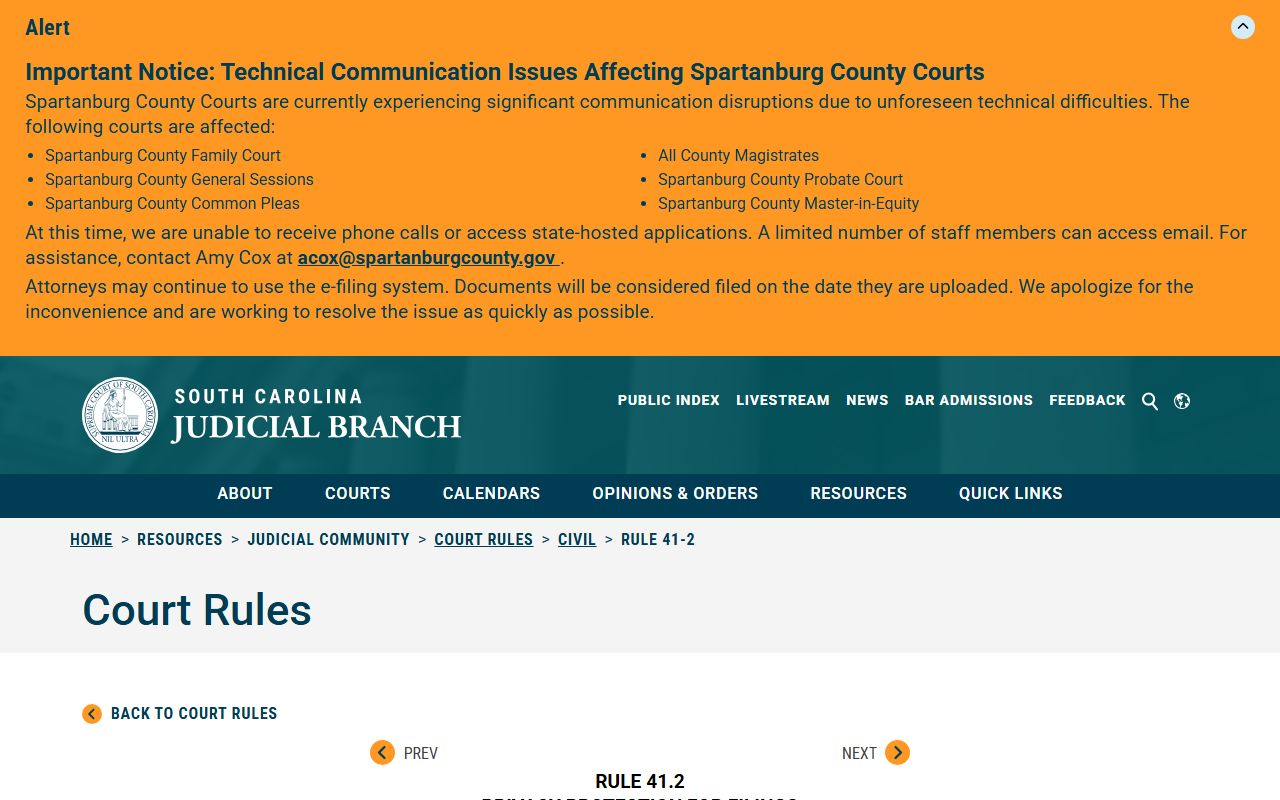 Dillon County Clerk of Court records protected data rule