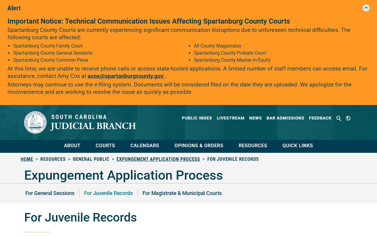 Dillon County court dockets juvenile expungement source