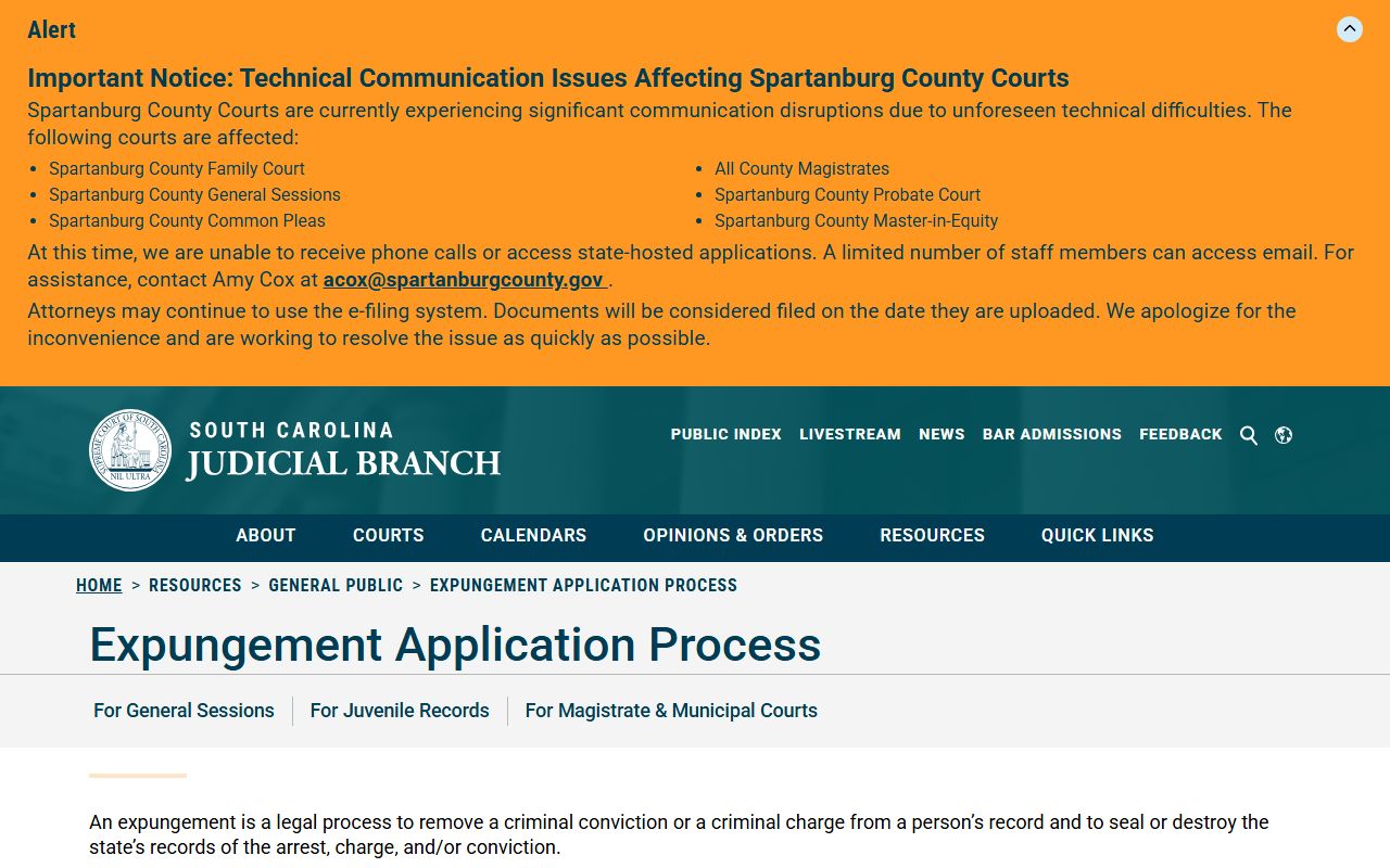 Dillon County court dockets expungement overview source