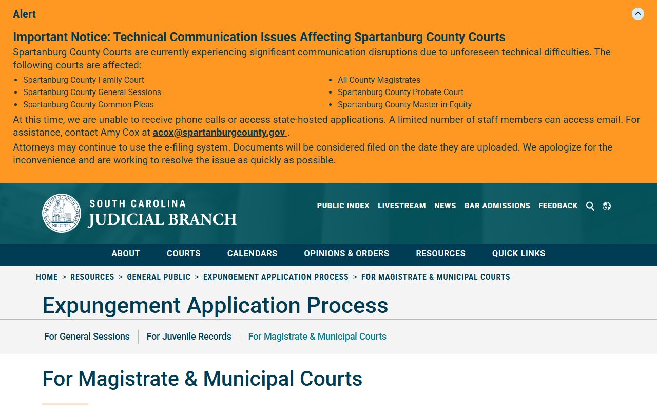 Dillon County court dockets Magistrate Municipal expungement source