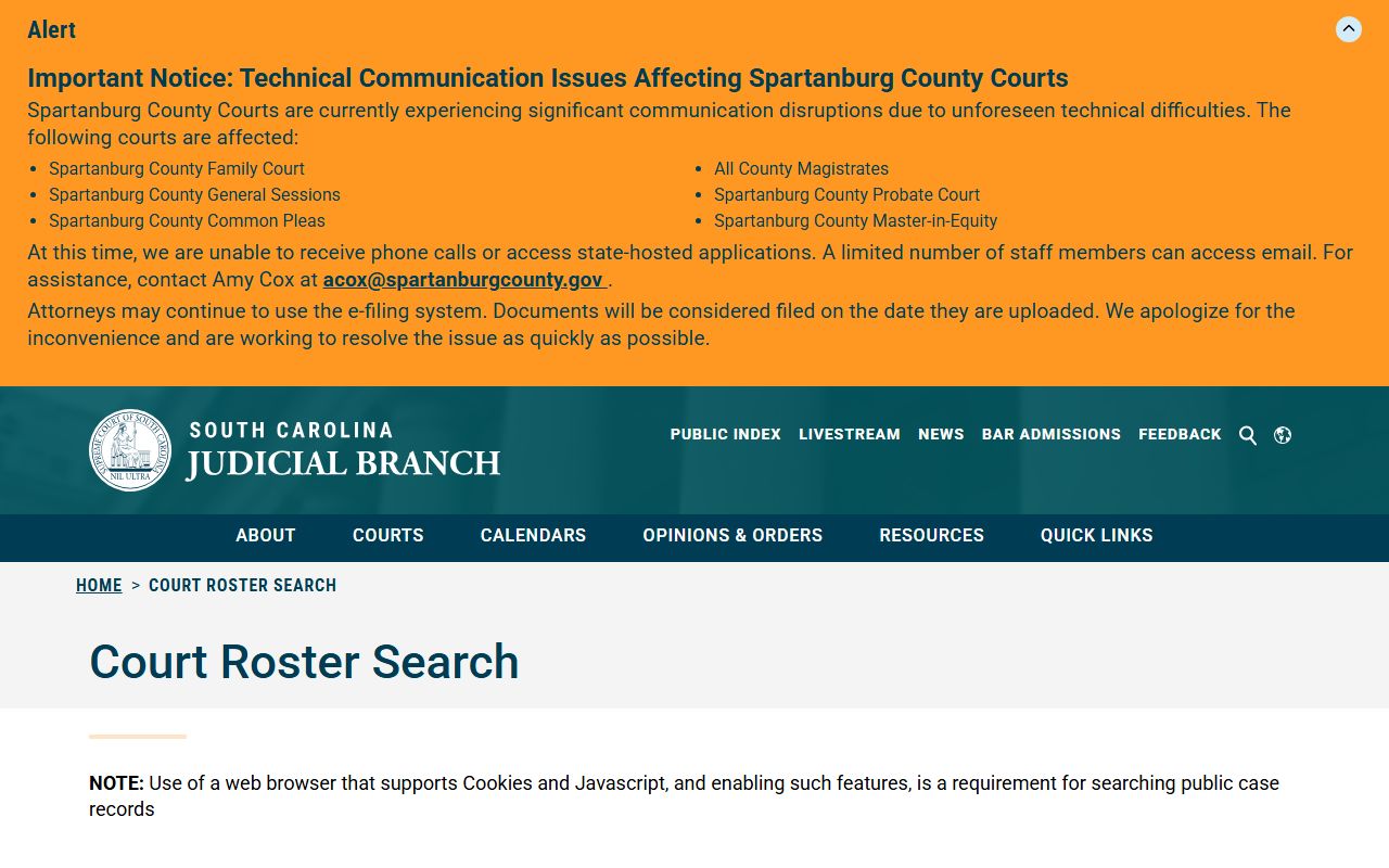 Dillon County court records roster search source