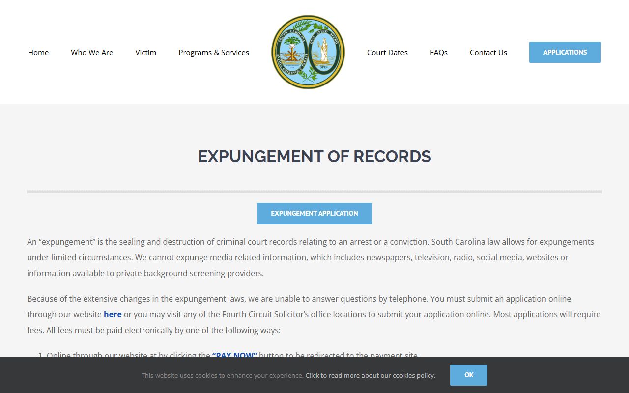Dillon County criminal court records expungement source