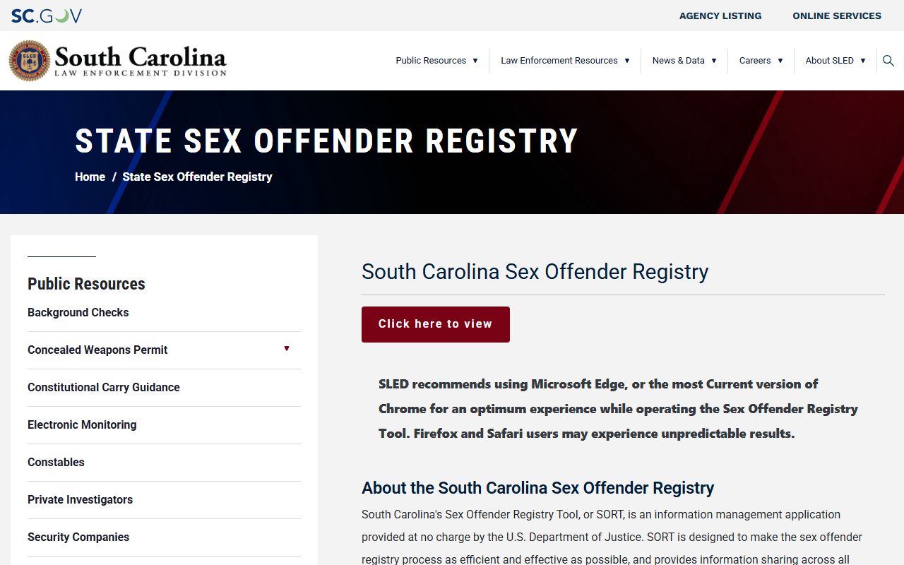 Dillon County criminal court records sex offender registry source