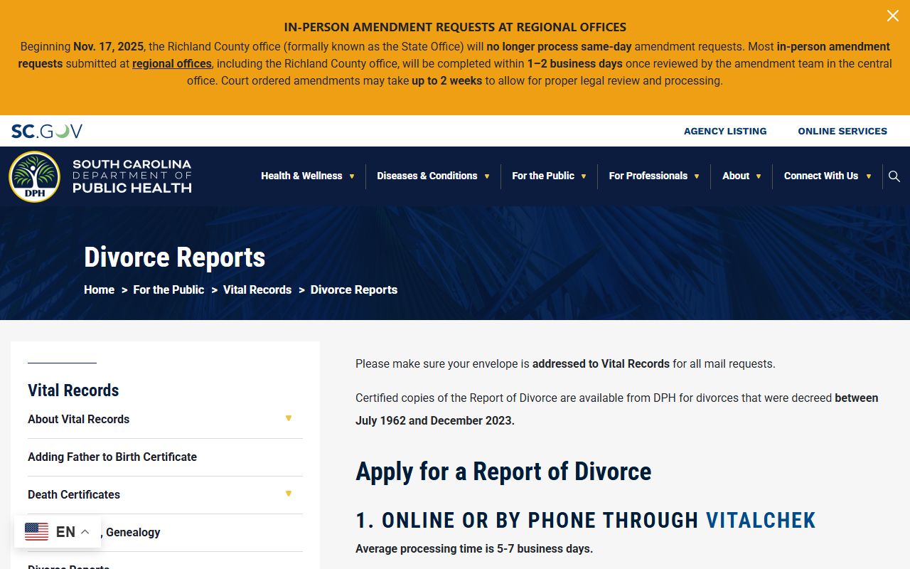 Dillon County divorce records through South Carolina DPH divorce reports