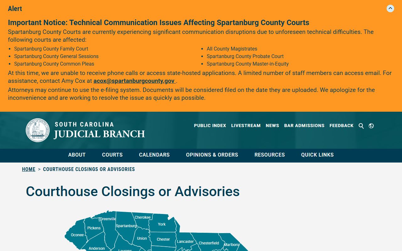 Dillon County court records courthouse closings advisories