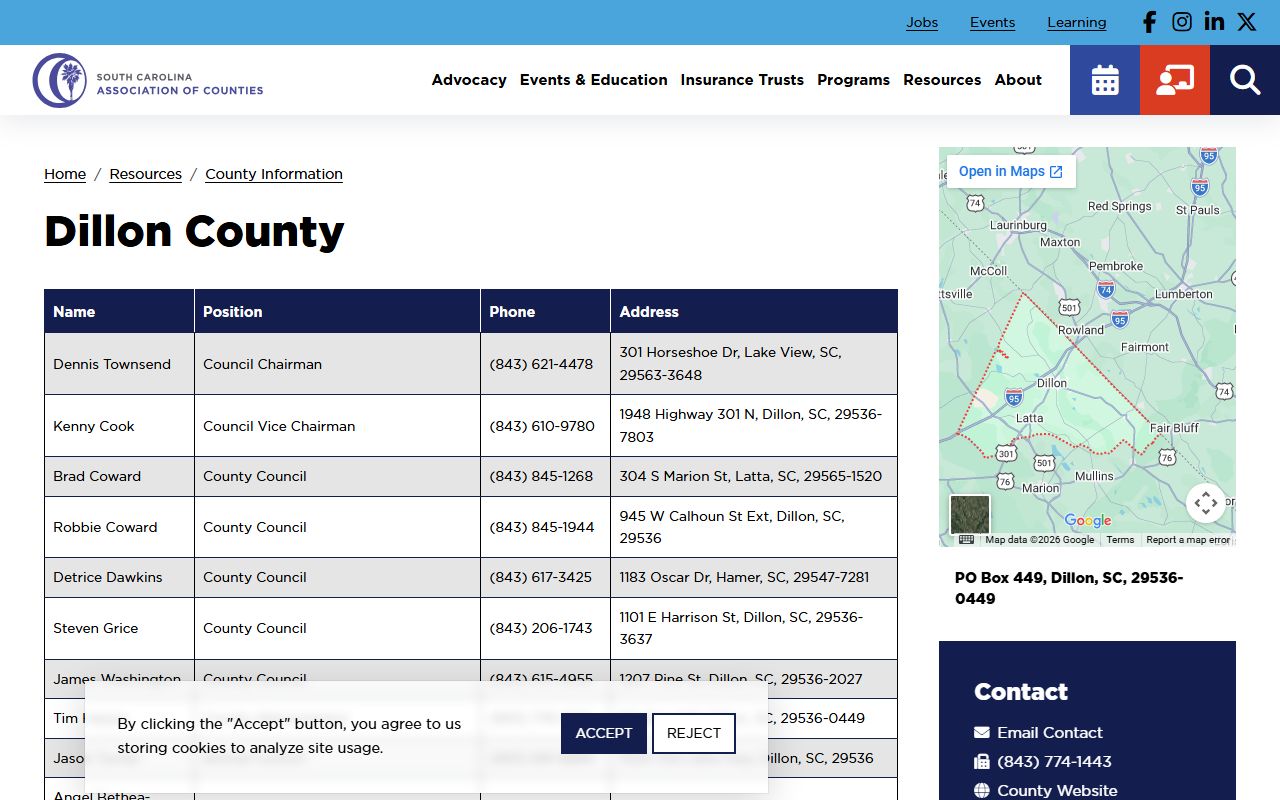 Dillon County court records county official directory